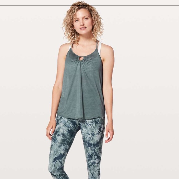 Lululemon Tighten Up Tank Sea Steel Green Flowy Comfy Tank Top Athletic Sport - Picture 3 of 9